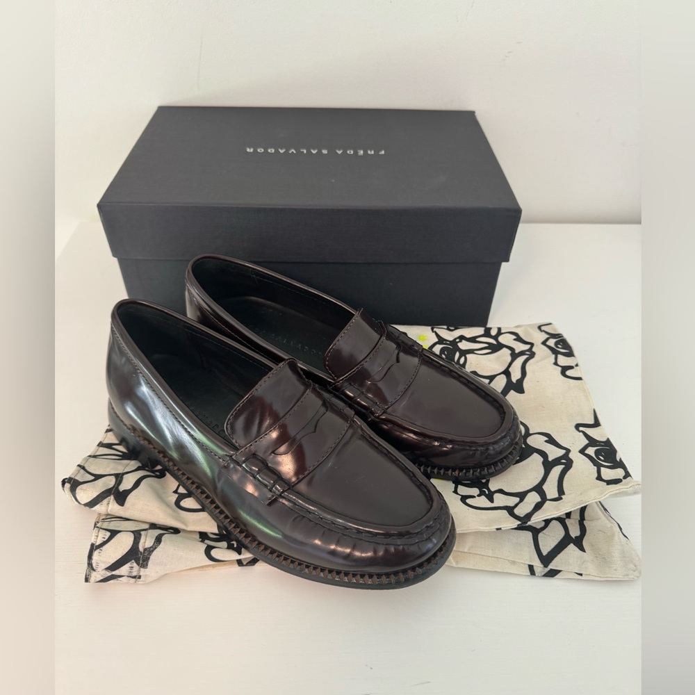 Freda Salvador Elba Loafers Espresso Brown Leather 7.5